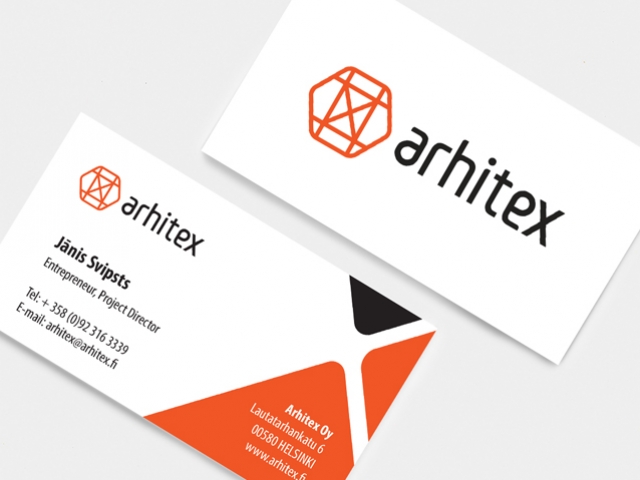 Arhitex konstrukciju ražotājam logo izstrāde un vizītkaršu dizains. 