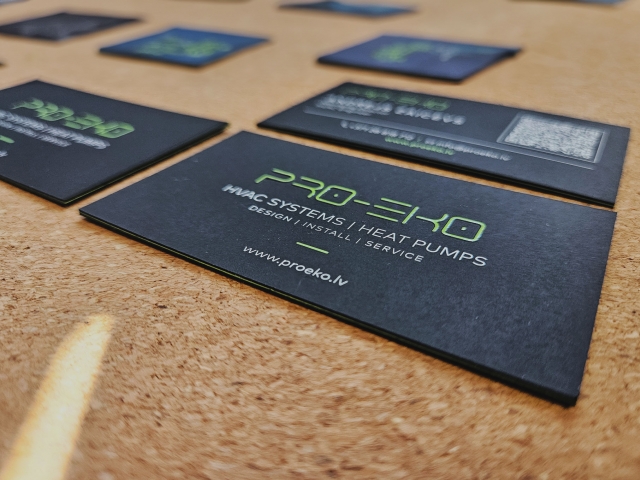 Business card production and printing on laminated paper