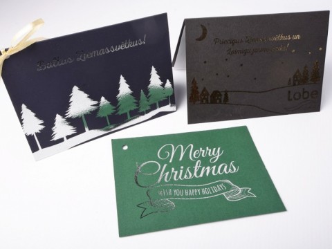 Printing postcards with gold foil