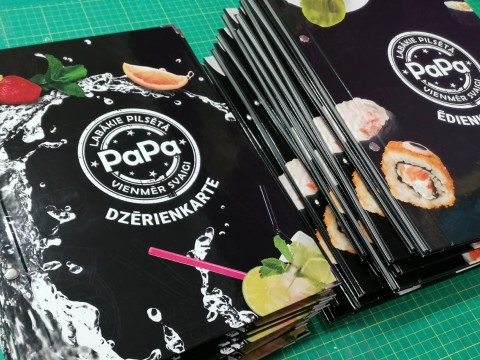 Menus in thick and hard covers