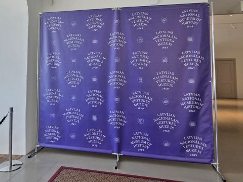 Photo wall stand with banner printing