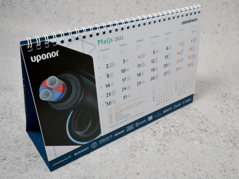 Table calendar with a blue base