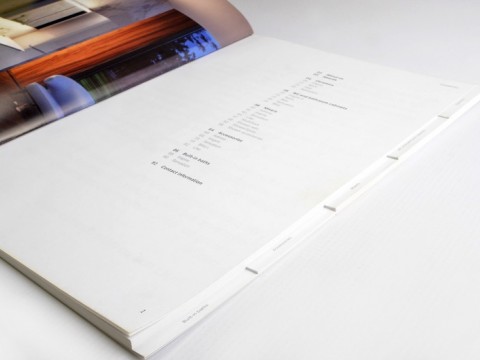 Product catalog with compartments for printing