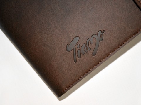 Logo in leather covers