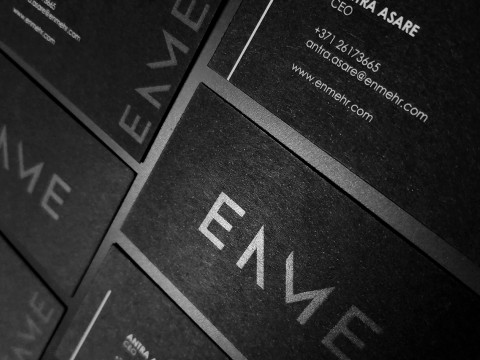 Black business cards with varnish