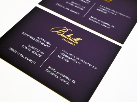 Business card printing in gold and white