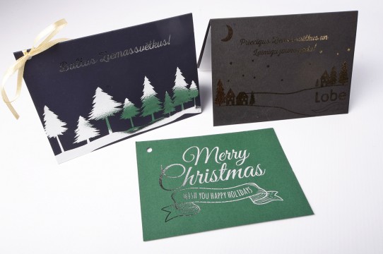 Printing postcards with gold foil
