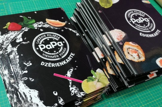 Menus in thick and hard covers