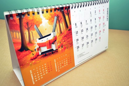 Desk calendars, layout and printing