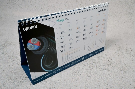 Table calendar with a blue base