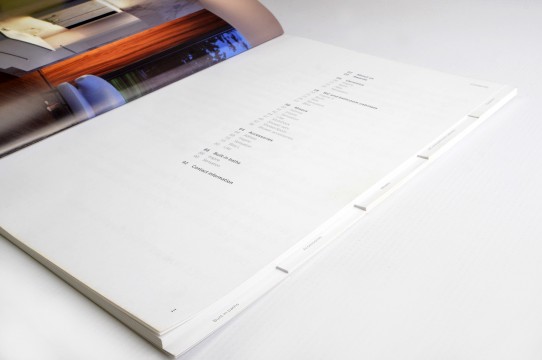 Product catalog with compartments for printing