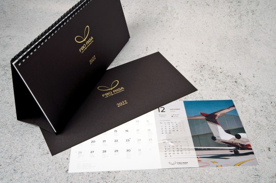 Calendar with gold printing