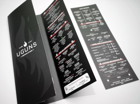 Laminated drink menus, food menus production