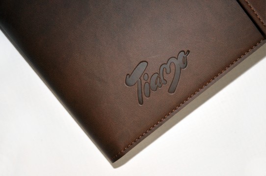 Logo in leather covers