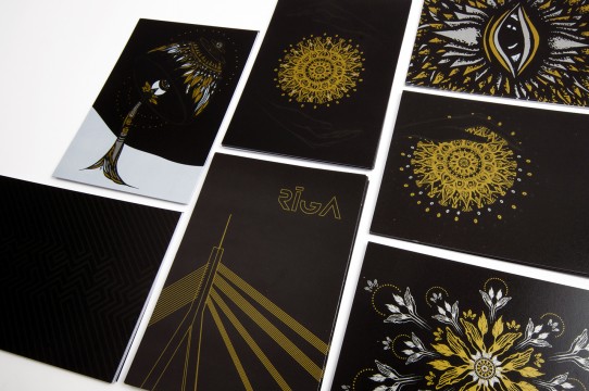 Postcards with gold printing