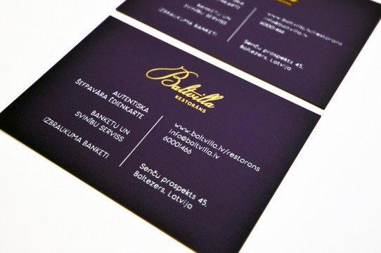 Business card printing in gold and white